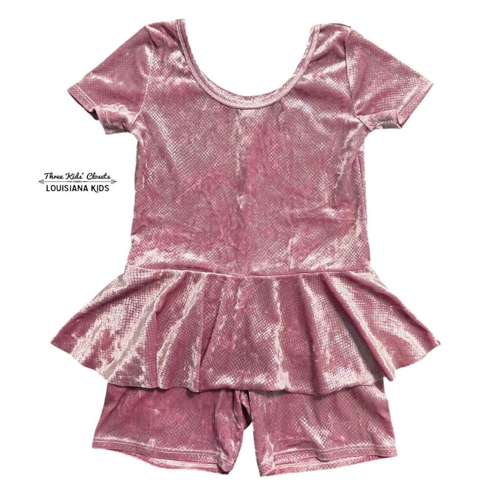 Wild Rich Kids WRK 9/10Y Pink Metallic Velour Skirted Romper
